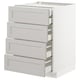 White METOD kitchen unit with four grey lerhyttan drawers, classic design.