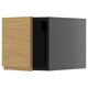 Horizontal kitchen cabinet: wooden front, grey right side, square shape.