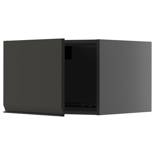 Black kitchen cabinet, modern design, matte finish, square shape, integrated handle.