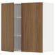 METOD kitchen cabinet with wooden doors, one open, showing adjustable shelf.