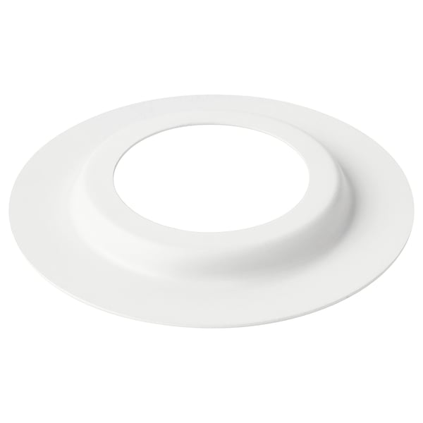 Depicts a white MONTERA ceiling light fixture. It is round, smooth, and modern looking, made of painted steel.