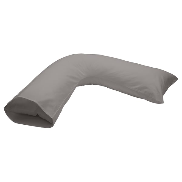 NEJLIKA v-shaped pillow, grey, cotton, curved design for back and neck support.