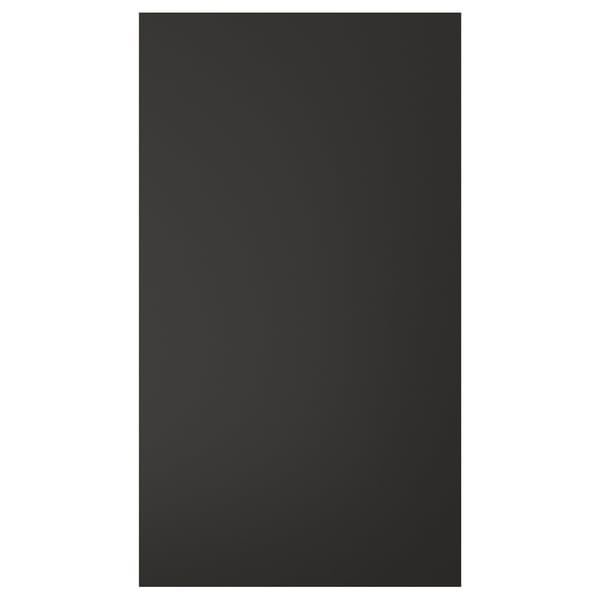 A black rectangular NICKEBO panel. Its made from recycled wood with a plastic foil finish, featuring a sleek and modern design.