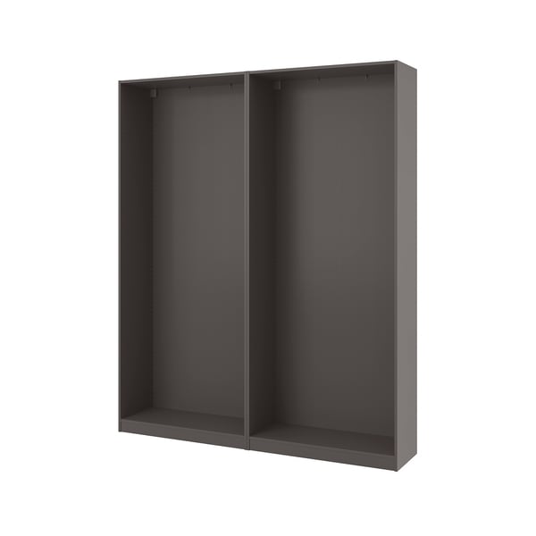 Black PAX wardrobe frame, rectangular, 2 sections, compact, sturdy, customise.