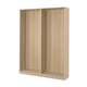 Light wood-colored PAX wardrobe frame with open compartments.