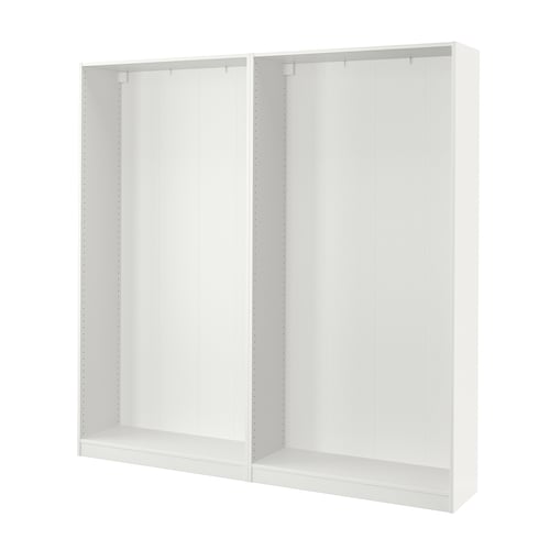 White ikea PAX wardrobe frame - modern, rectangular with multiple compartments.