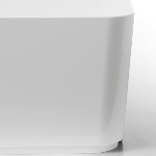 Clean, sleek white storage bin with smooth, curved edges and sturdy base, ideal for organising and recycling.