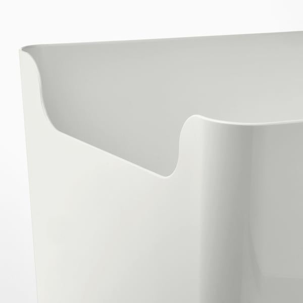 Modern, white plastic container with rounded edges for easy cleaning.