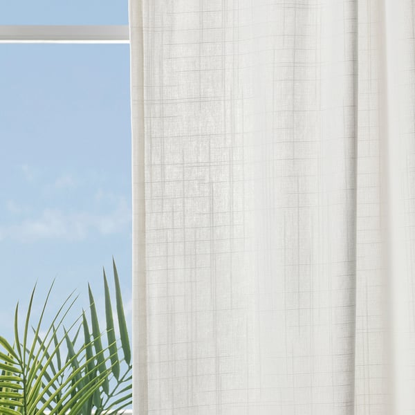 RITVA Curtains with tie-backs, 1 pair, white/with heading tape, 145x250 cm