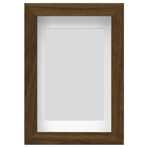 Brown wooden photo frame, RÖDALM, square shape, with central mat, vertical or horizontal display.