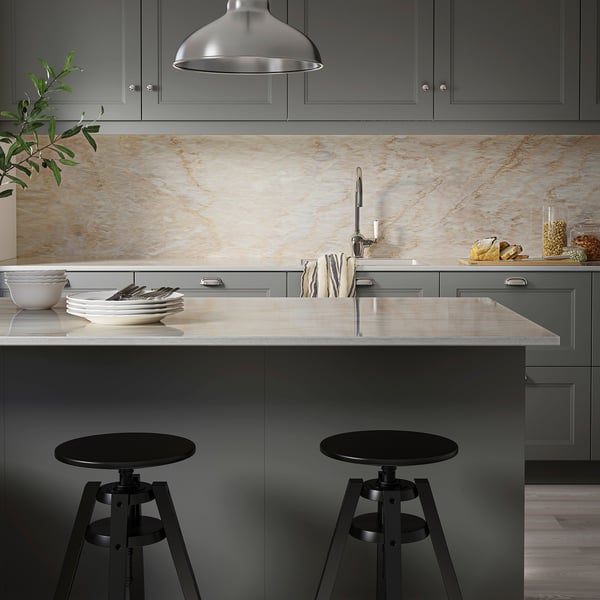 RUNSBÄCK Custom made wall panel, polished beige/brown/marble effect high pressure porcelain, 1 m²x2.0 cm