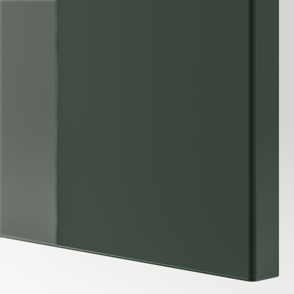 Dark olive-green cabinet panel, smooth surface, high quality finish.