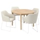 SKANSNÄS: modern 4-seat dining set with light wood table and upholstered chairs. Round design.