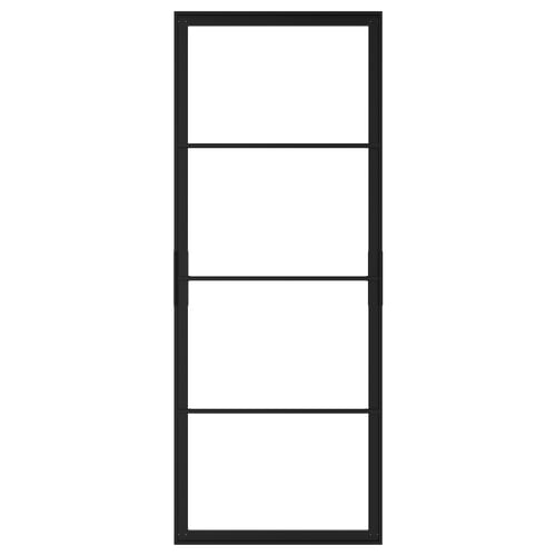 Black SKYTTA sliding door frame with four pane slots.