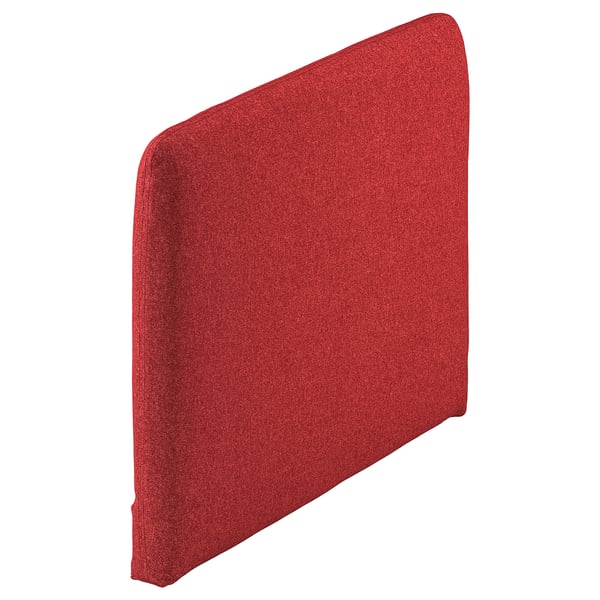 Red SÖDERHAMN chair cushion, square shape, soft fabric cover.