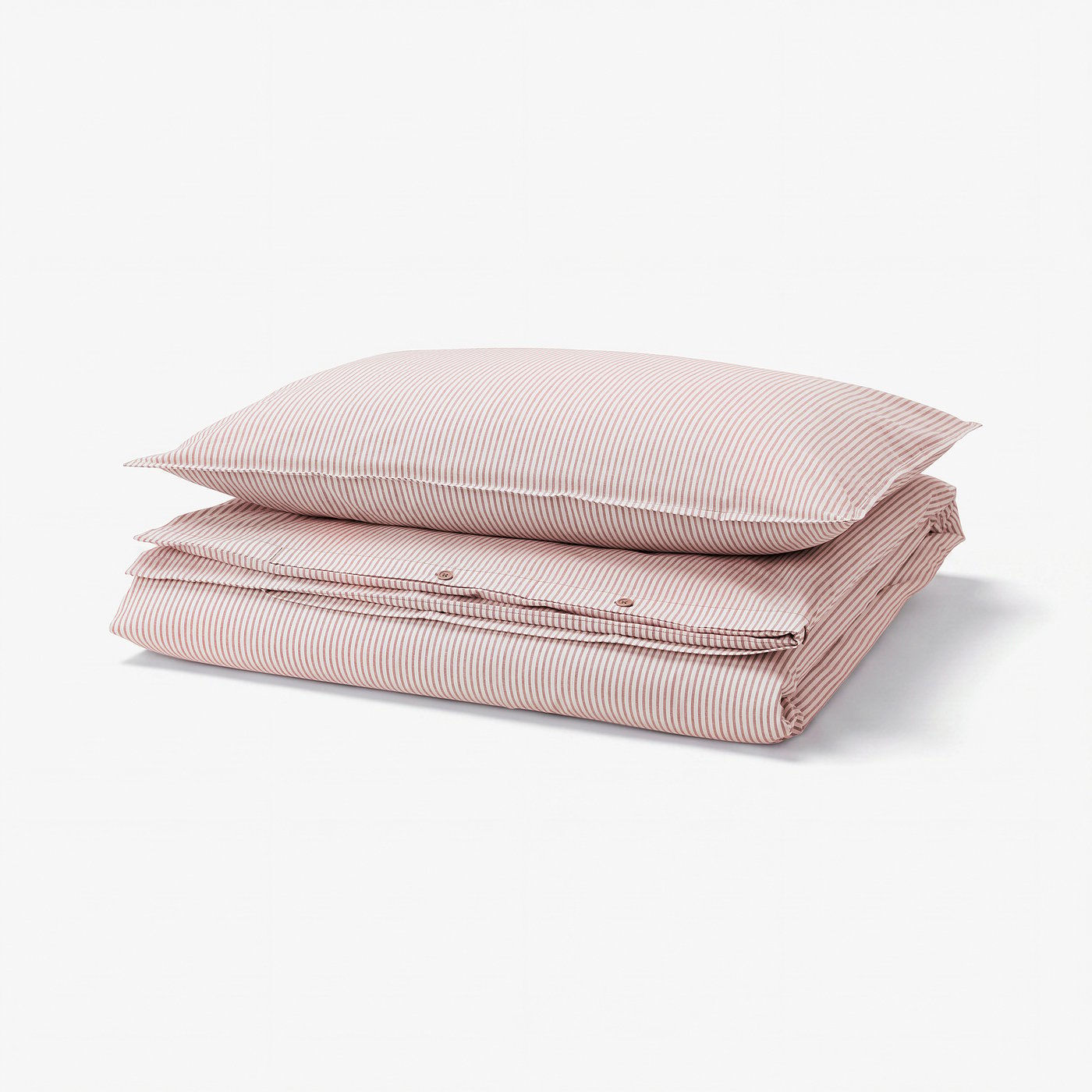 Red & white striped SOLFIBBLA cotton duvet & pillowcase set. Square shape with subtle vintage design.
