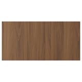 Walnut particleboard drawer front with plastic foil finish.