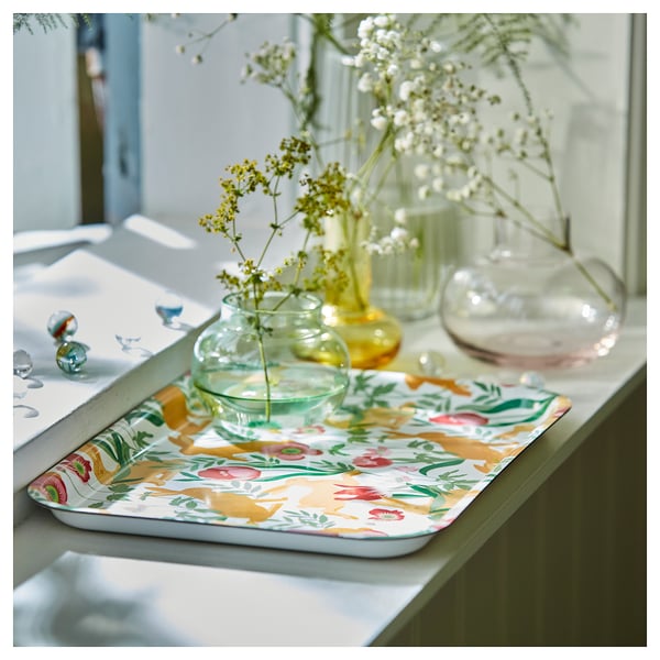 TJÄRLEK Tray, patterned, 20x28 cm
