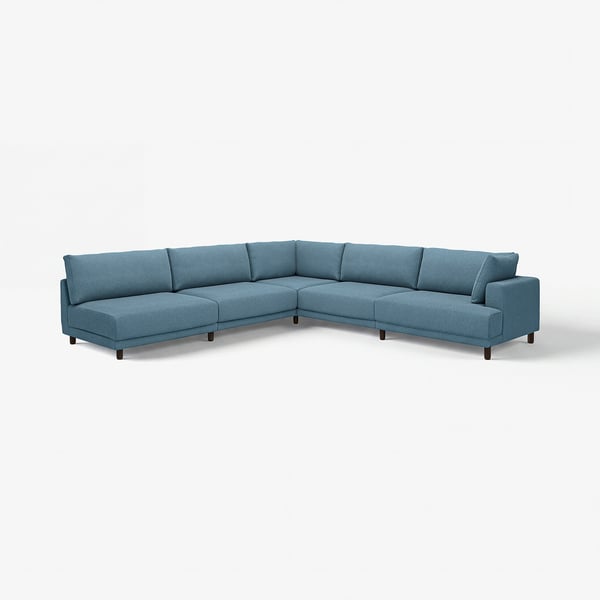 UPPÅKRA blue sectional sofa, modern design, comfortable, wooden legs, l-shaped.