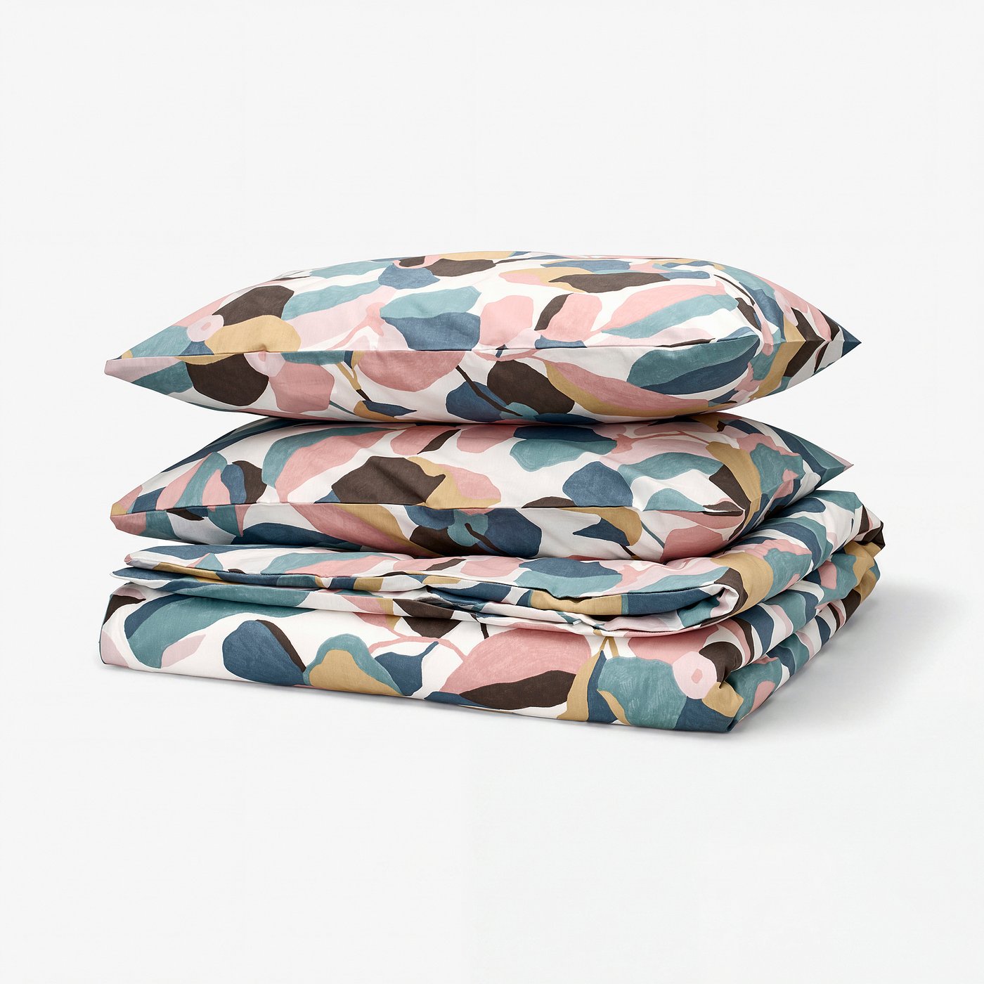 Colourful leaf pattern bedding set - cotton & lyocell, soft & breathable, duvet & pillowcases
