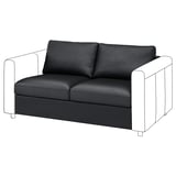 Black VIMLE 2-seater sofa, sleek modern design, smooth leather finish.