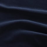 Dark blue velvet fabric, smooth and shiny; showcasing soft, dense pile texture.