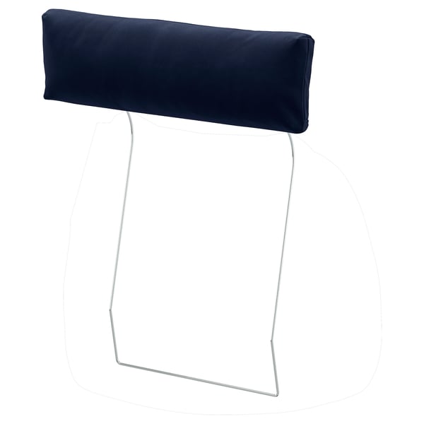 VIMLE navy sofa headrest, sleek metal frame, cushioned top for neck support.