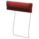 A red VIMLE headrest in a modern design with a curved metal frame and soft velvet cover.