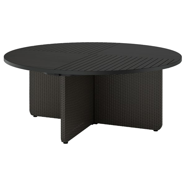 VITTSKÄR Table, plastic rattan outdoor/dark grey, 187 cm
