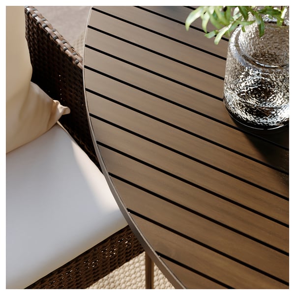 VITTSKÄR Table, plastic rattan outdoor/dark grey, 187 cm