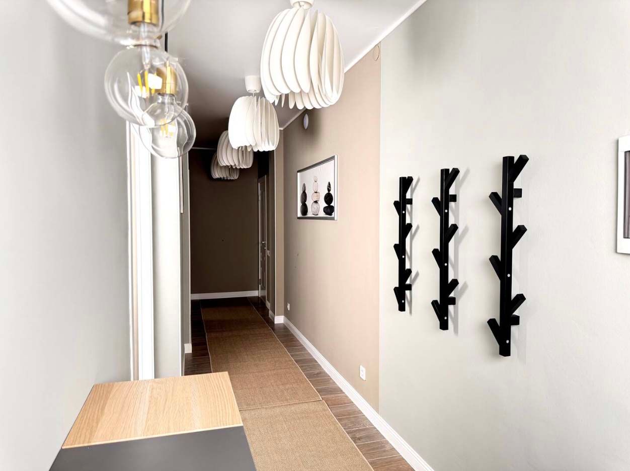 The hallway in the Stylish Design Apartments Airbnb in Almaty, Kazakhstan.