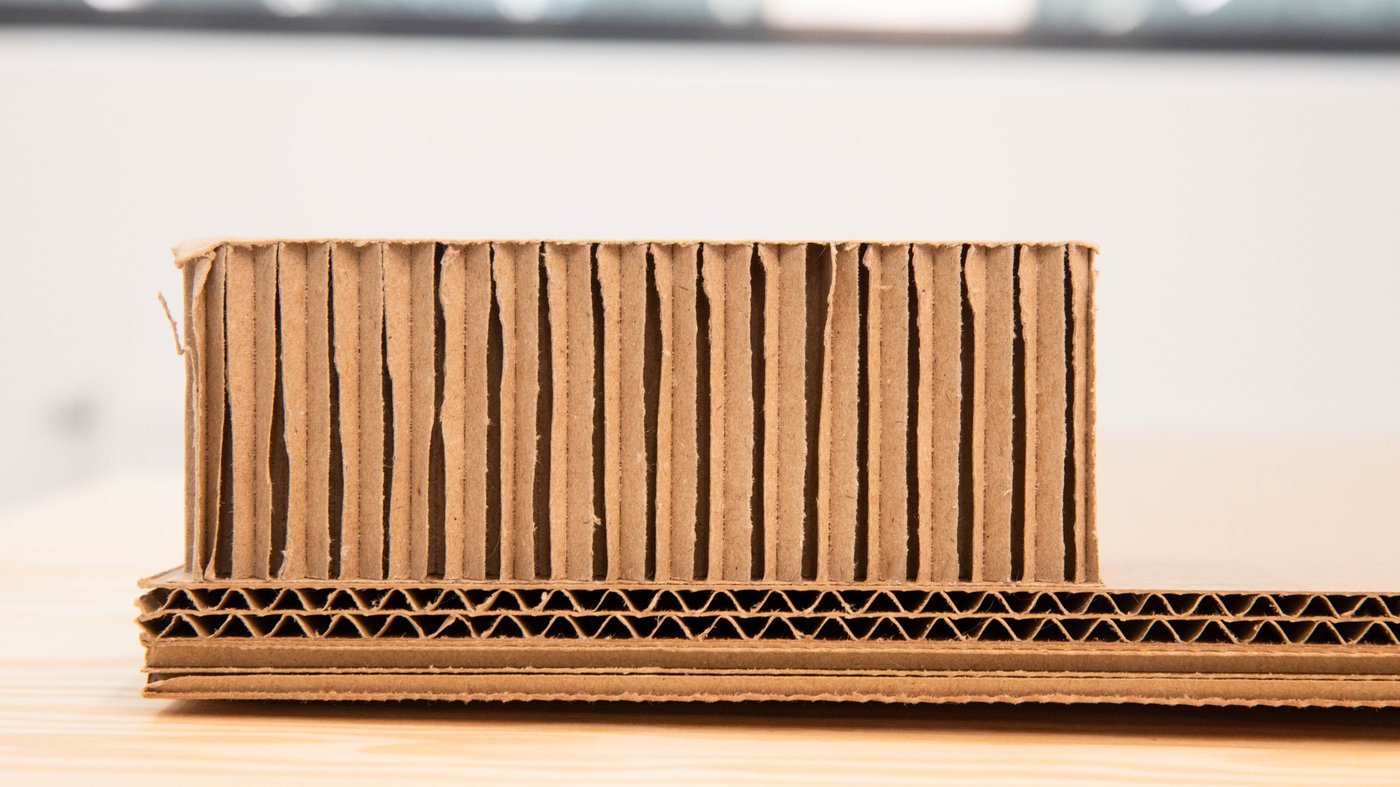 Close-up of a paper-based pallet.