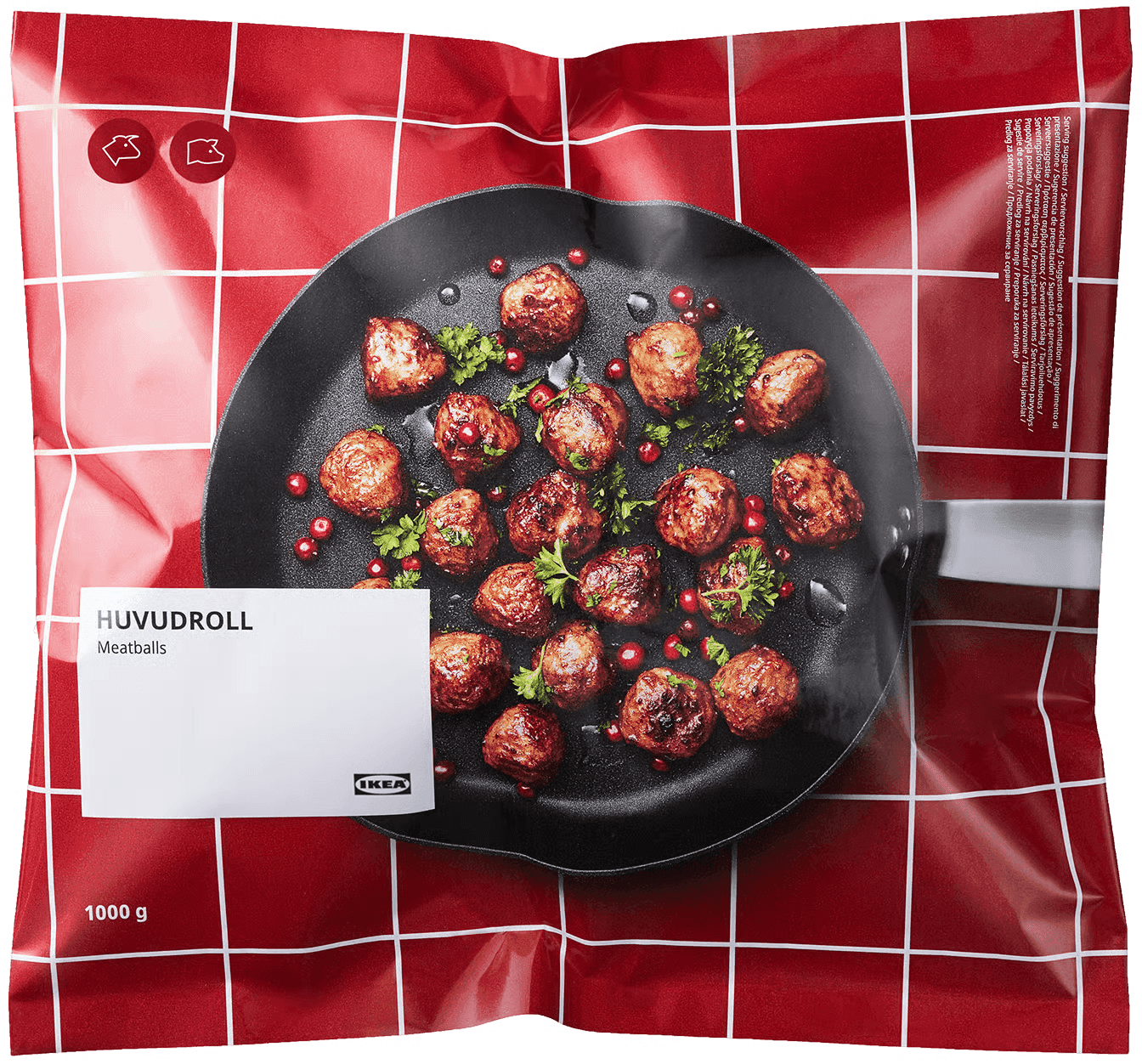 A packet of frozen HUVUDROLL meatballs.