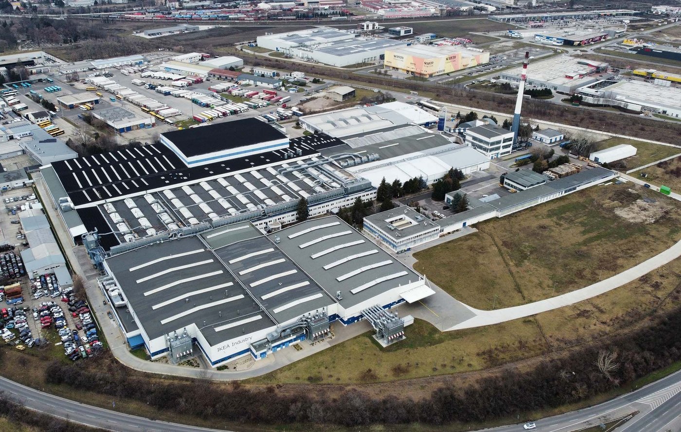 An IKEA Industry factory in Slovakia, seen from above.