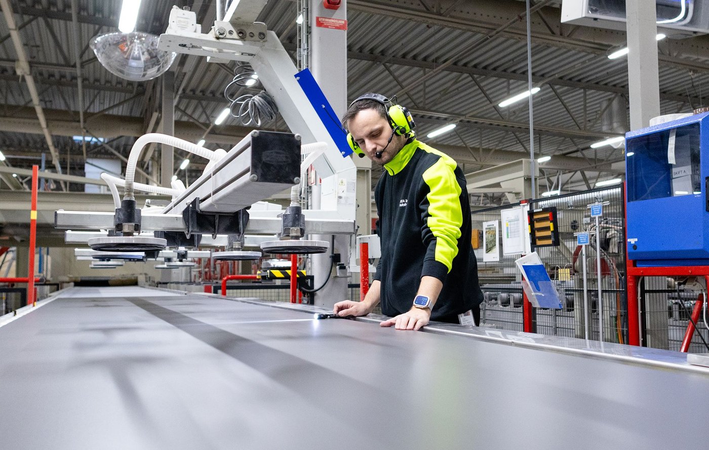 A person working in an IKEA Industry factory in Sweden..