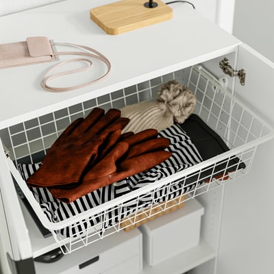 ALTARLIDEN Wire basket with pull-out rail, white, 60x42 cm
