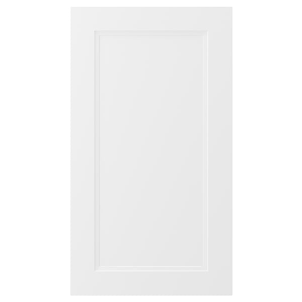 A white, rectangular AXSTAD kitchen cabinet door with a modern, inset panel design. Its made of fiberboard with a smooth, easy-to-clean surface.