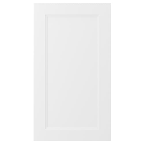 A white, rectangular AXSTAD kitchen cabinet door with a modern, inset panel design. Its made of fiberboard with a smooth, easy-to-clean surface.