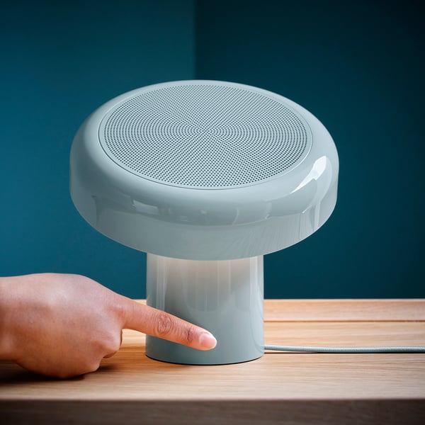 BLOMPRAKT Bluetooth speaker lamp, light blue