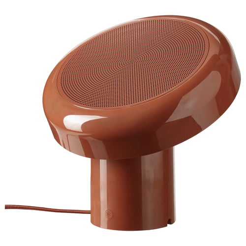 BLOMPRAKT Bluetooth speaker lamp, red/brown
