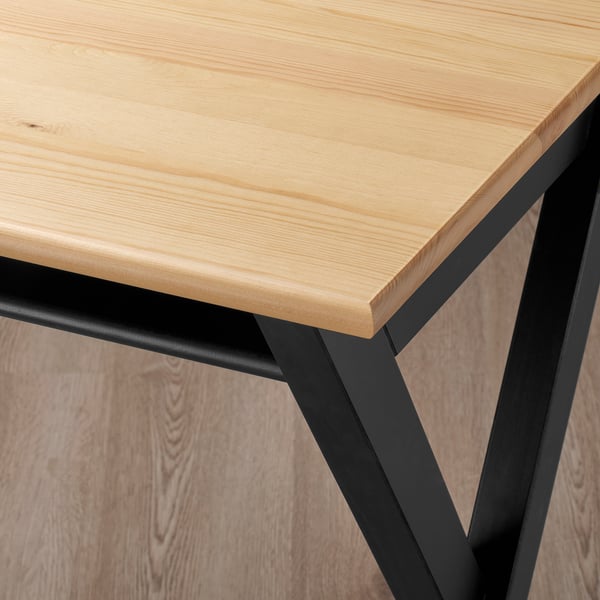 BOLLPOJKE Desk, pine/black, 90x55 cm