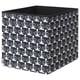 Black & white cat-patterned DRÖNA box for kallax shelves, recycled polyester.