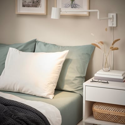 DVALA Fitted sheet, grey-green, 80x200 cm
