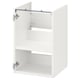Depicts a white ENHET bathroom cabinet with one open door, revealing a shelf inside.