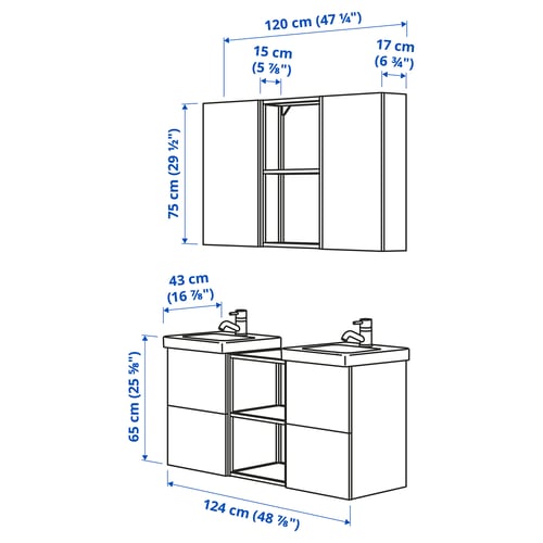 Illustration with measurements for the product: ENHET.