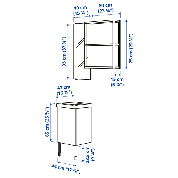 Illustration with measurements for the product: ENHET.