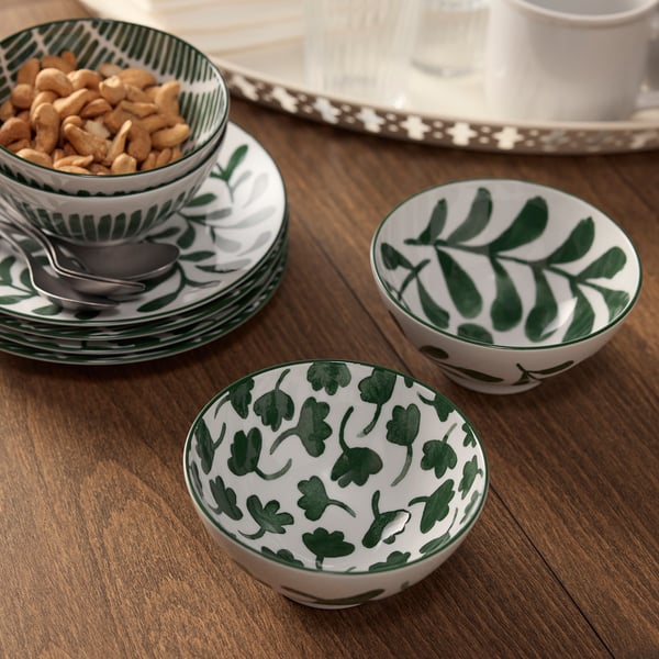 ENTUSIASM Bowl, patterned/green, 12 cm