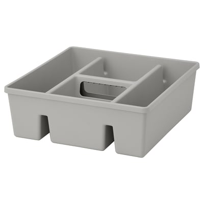 White FÅNGGRÖDA organiser with 4 compartments, durable plastic, handle for lifting.