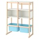 FLISAT Open storage combination, light white stained pine white/light blue, 88x38x117 cm
