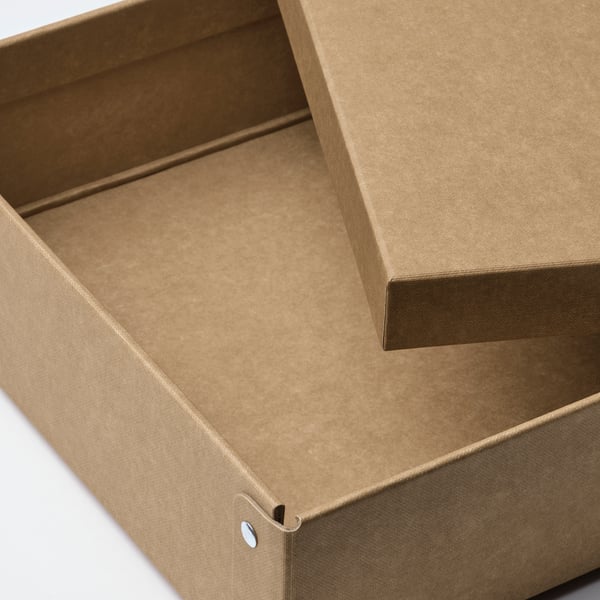 Open brown cardboard box, neatly folded.